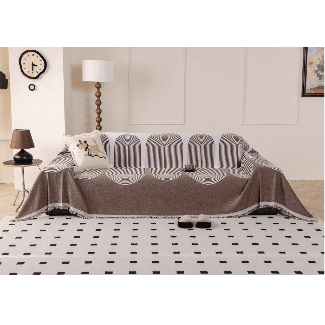 NAYOROOM Artistic Brown Sofa Cover，Couch Cover Protector Slipcover Sofa Towel Furniture Cover for Living Room（71"x 150" XX-Large）
