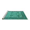 thumbnail image 2 of Ahgly Company Machine Washable Indoor Round Oriental Turquoise Blue Industrial Area Rugs, 5' Round, 2 of 4