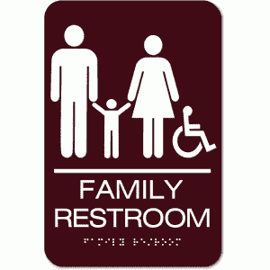

FAMILY RESTROOM Accessible Sign - Styrene-Brown / White (3 Units)
