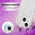 thumbnail image 2 of Compatible with iPhone 14 Glitter Case Women Girls Bling Sparkle Phone Case Camera Lens Protection Slim Soft Bumper Shockproof Protective Cover for iPhone 14 6.1 inch, White, 2 of 12