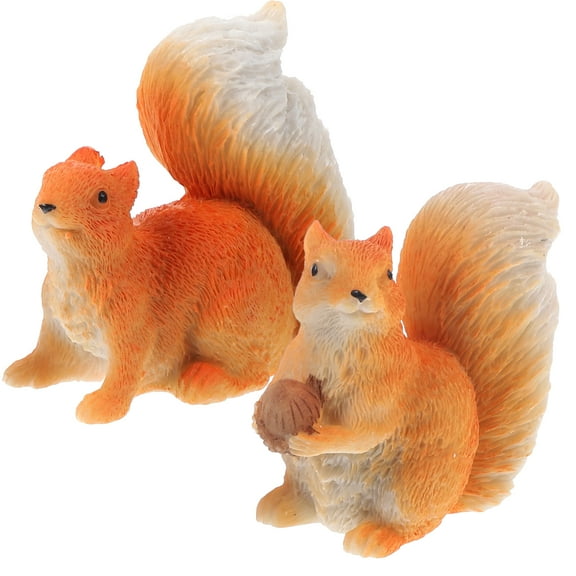 2 Pcs Simulated Little Squirrel Garden Statue Miniature Decor