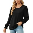 thumbnail image 3 of Ahuyic Womens Plus Size Long Sleeved Blouse, Autumns/Winter Long Sleeve Top For Women, Womens New Casual Round Neck Fashion Loose T-Shirt Long Sleeve Round-Neck Blouses & Shirts, 3 of 5