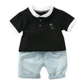 thumbnail image 2 of Babcutegg Boys Short Shirt and Shorts Set Baby Summer T-Shirt and Pants Sets Printed Round Neck Athletic Outfit Set Black Size 2 Years, 2 of 3