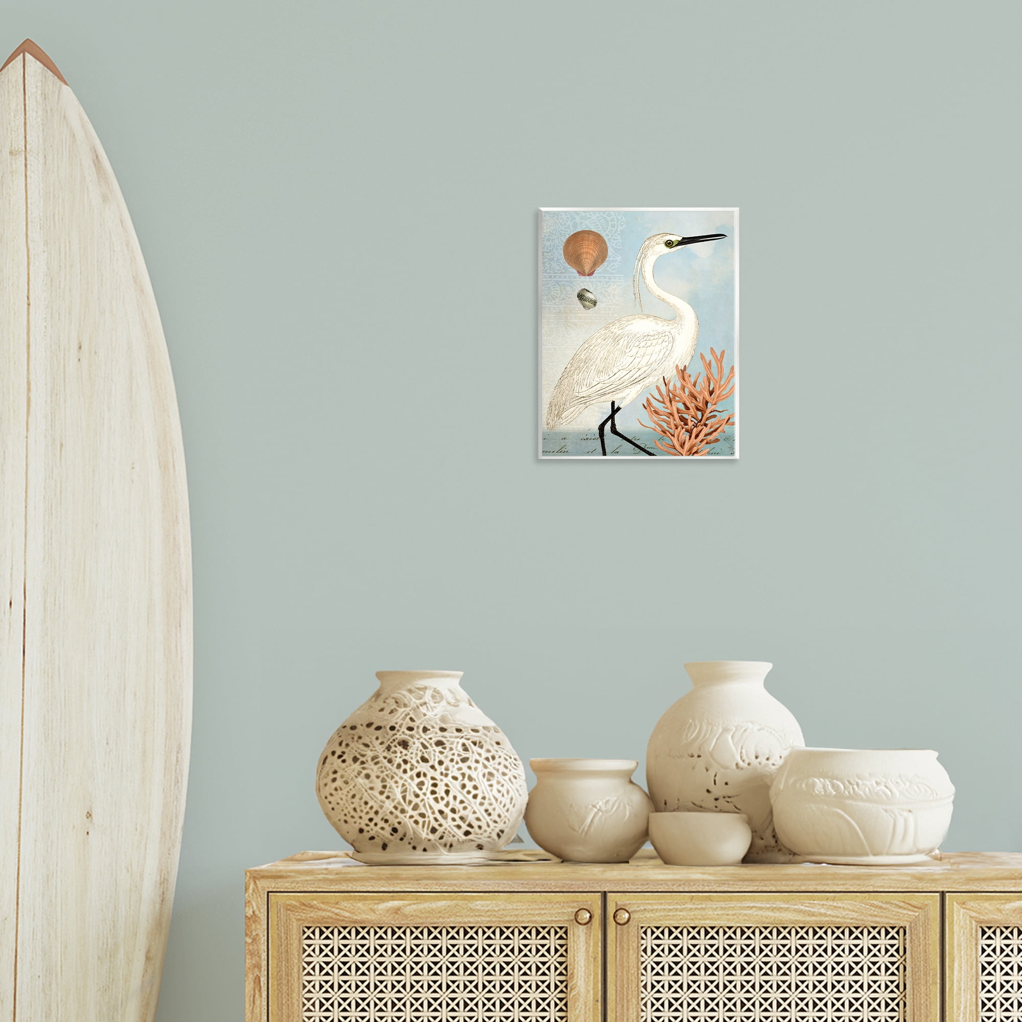 Stupell Industries Maritime Egret & Coral Animals & Insects Painting Unframed Art Print Wall Art, 11 x 14