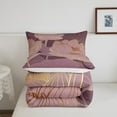 thumbnail image 5 of Girly Purple Bedding Set Queen Women Abstract Lotus Comforter Set, Modern Aesthetic Duvet Insert Floral Flower Quilt Set, Oriental Style Bedding Comforters & Sets for All Seasons, 5 of 6