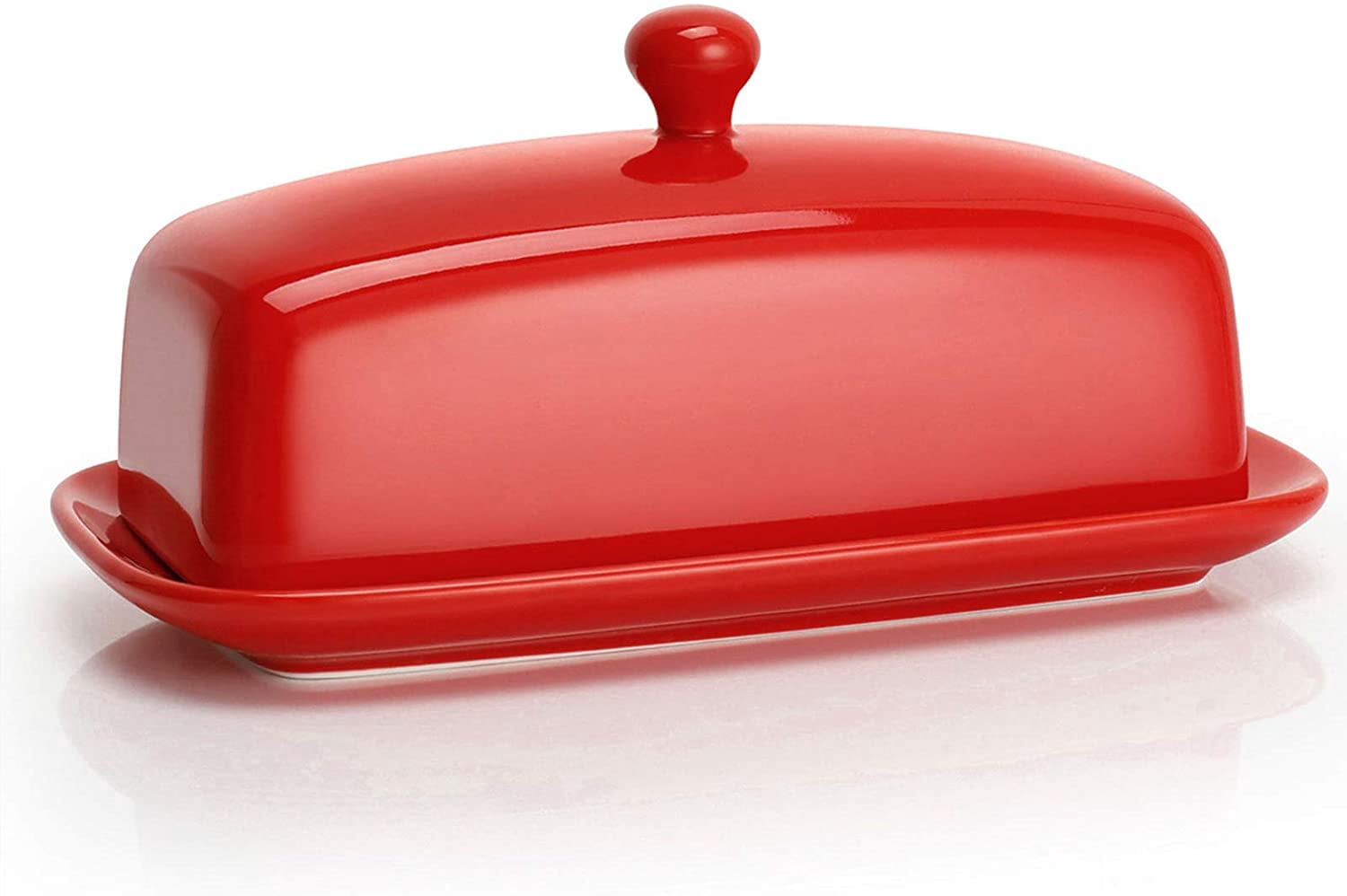 Porcelain Butter Dish with Lid Perfect for East West Coast Butter Red