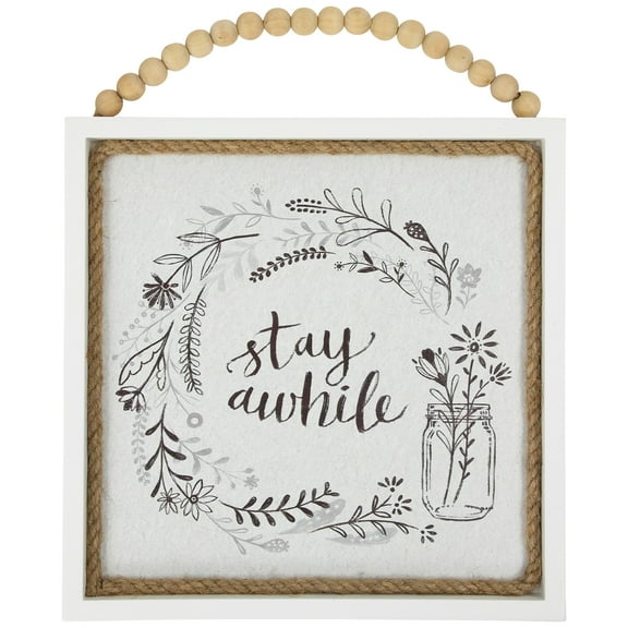 Northlight Floral Stay Awhile Framed Wall Sign - 11.75"