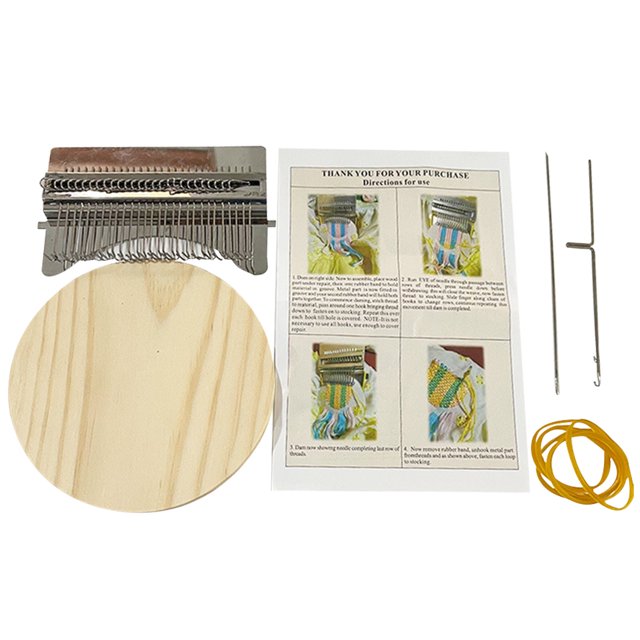 Coofit Small Weave Loom Kit - Wooden 14-Hook DIY Darning Machine Weaving Frame Loom