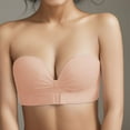 thumbnail image 2 of Fsqjgq Strapless Bras for Women Plus Size Front Closure Adjustable Non Slip Push Up Bras Lightly Lined Convertible Wireless Bras Bralettes Beige 38, 2 of 5