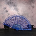 thumbnail image 2 of Fdelink Fans Clearance Lace Fan Hand Party Style Held Flower Wedding Chinese Dance Silk Folding Fans Blue, 2 of 2