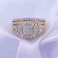thumbnail image 2 of 1.45 Carat IGI Certified Lab Grown Diamond Cluster Engagement Ring For Women (10K Solid Yellow Gold) Round & Baguette Shape Multi Row Bridal Anniversary Ring Jewelry Gift For Her-8.5, 2 of 6