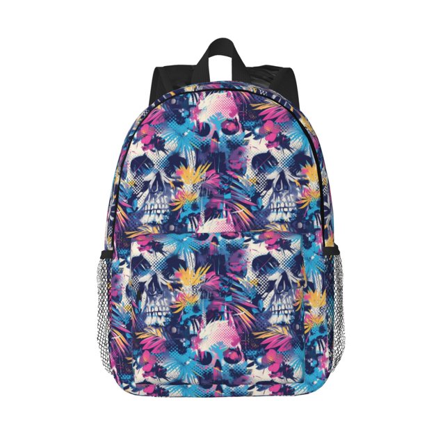 Disketp cool Skull colorful Mochila Escolar de 15 Pulgadas, Mochila Ligera para Estudiantes, Viajes y Trabajo, Cómoda y Resistente para el Uso Diario