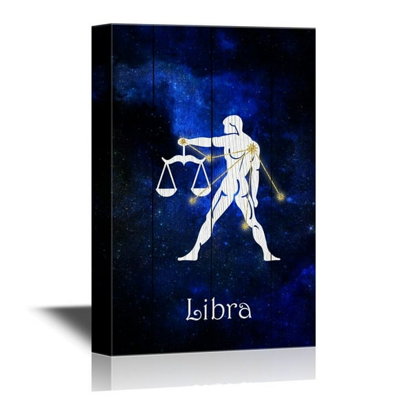 wall26 - 12 Zodiac Signs Constellation Canvas Wall Art - Libra - Gallery Wrap Modern Home Art | Ready to Hang - 24x36 inches