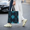 thumbnail image 6 of Canvas Bag Tote Bag Shopping Bag 16×15in Can Be Carried By Hand And Can Be Used For Daily Travel Such As Shopping And Going To Work Argyle Plaid Darkturquoise_4, 6 of 8