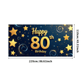thumbnail image 2 of Golden Happy 80th Birthday Celebration Banner Backdrop Stars Decorations Photography Props Party Supplies Background Decors, 2 of 7