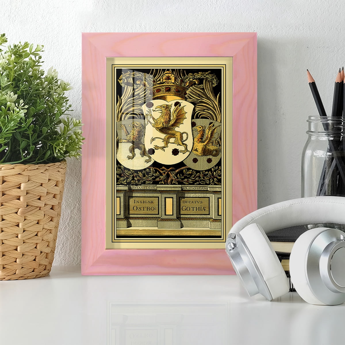 Family Crest II -Framed Print w/glass-Sunset Pink