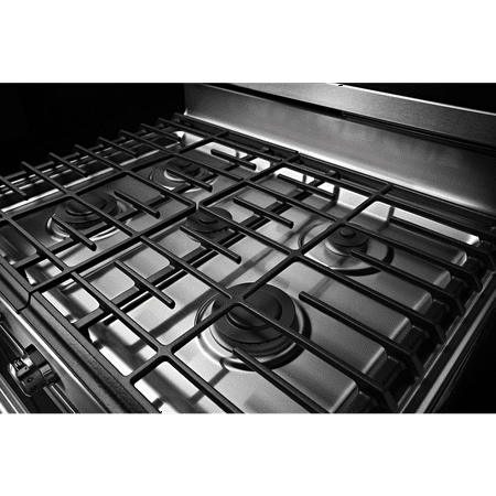 KitchenAid - 5.8 Cu. Ft. Self-Cleaning Freestanding Gas True Convection Range with Even-Heat - Stainless steel