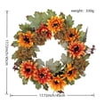 thumbnail image 3 of Corona de girasol con hojas de arce y calabaza HWRETIE,decoración colgante para puerta de entrada navideña de otoño con temática del Festival de la Cosecha y detalles de frutos rojos, 3 of 8