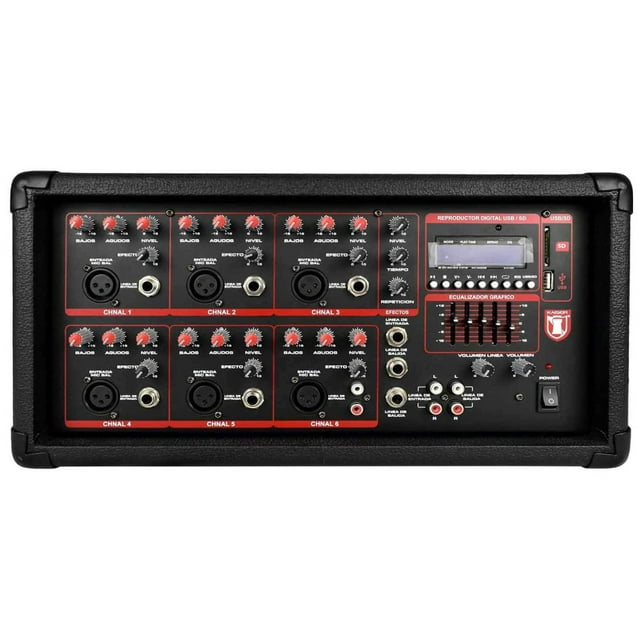 Mezcladora Amplificada 6 Canales 2306 Kaiser MIX-2306DUSB