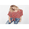 Karen Kane Women's Print Viscose Tie Front Top Red Size Medium