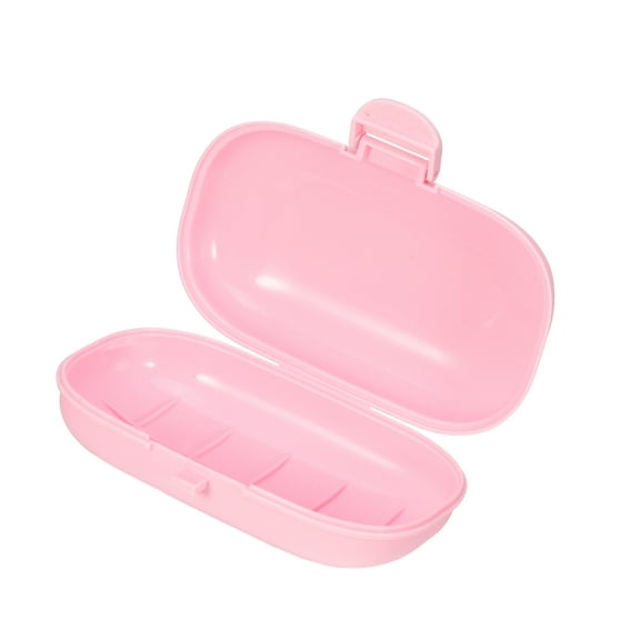Vocoste Portable Soap Dish Box Soap Bar Holder for Travel Gym Outdoor with Cover Pink 4.8"x3.07"