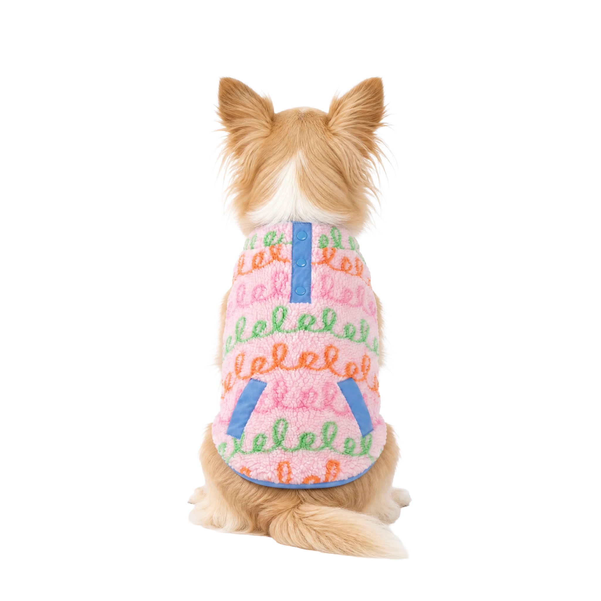 Oodles Curly Stripes Sherpa Fall Dog Jacket, Pink, XS