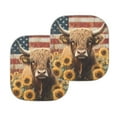 thumbnail image 4 of KUIFORTI American Flag Car Windshield Sun Shade, Highland Cow Sun Visor Protector Front Window Shade, Sunflower Print Foldable Windshield Sun Shade for SUV Trucks Sedan, 4 of 5