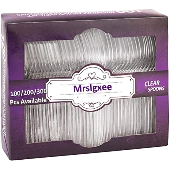Heavy Duty Disposable Plastic Spoon, Food Grade Heavy Duty Plastic Silverware, Tea spoon(Clear, 100 Pcs)