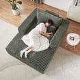 thumbnail image 3 of 75"Oversized Chaise Lounge Chair Indoor, Upholstered Corduroy Sponge Sofa with Wide Armrests&Pillows, Comfy Leisure Sleeper Chair Sofa Recliner for Living Room, Army Green, 3 of 7