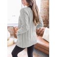 thumbnail image 4 of Women's Open Front Cardigan Sweater Casual Button Down Cable Knit Sweater Coat, 4 of 4