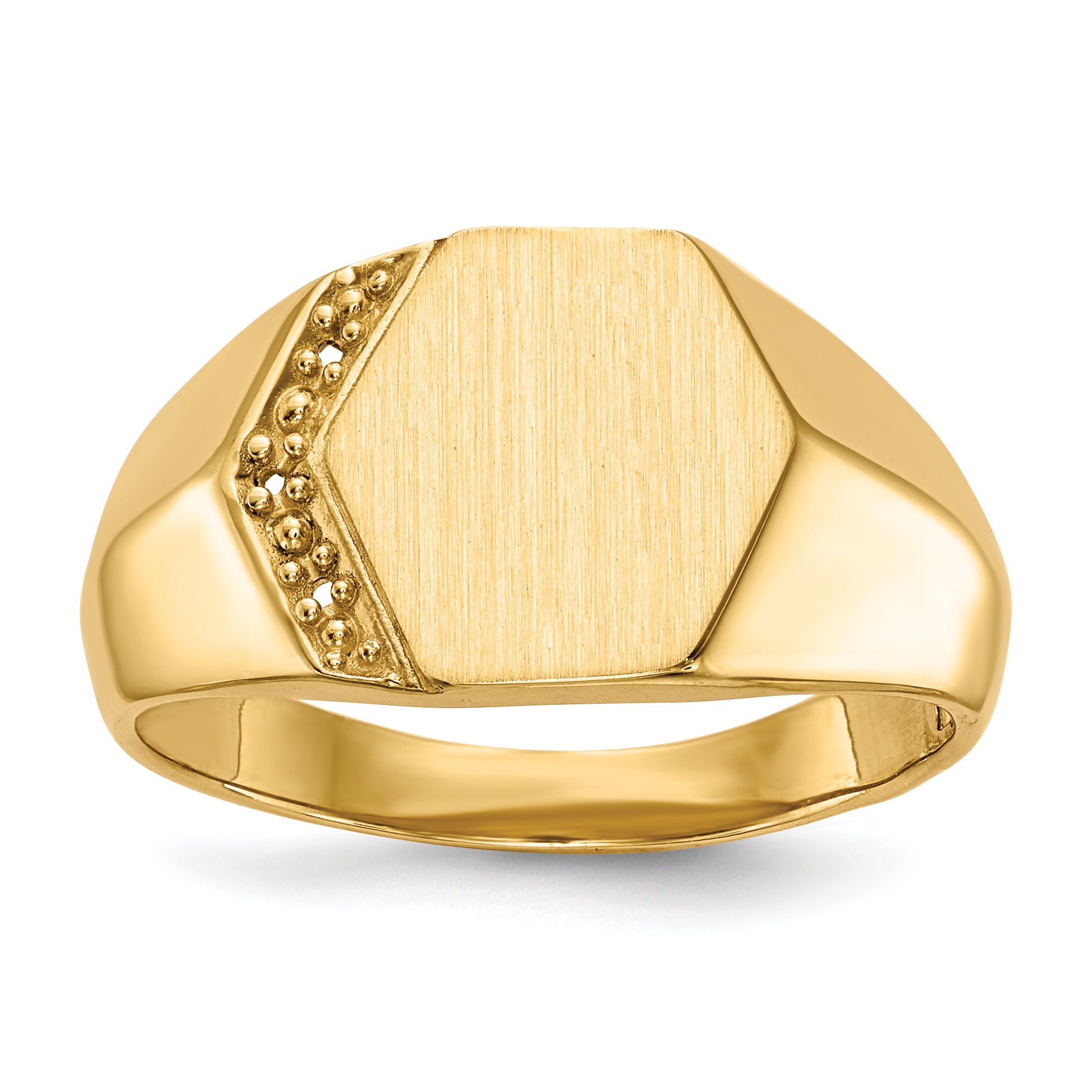 14k Yellow Gold Engravable Men's Hollow Signet Ring - Walmart.com