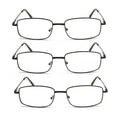 thumbnail image 2 of EYEZOOM 3 Pairs Extra Wide Light Weight Rectangular Metal Frame Reading Glasses with Spring Hinge (Brown, Strength: +1.25), 2 of 5