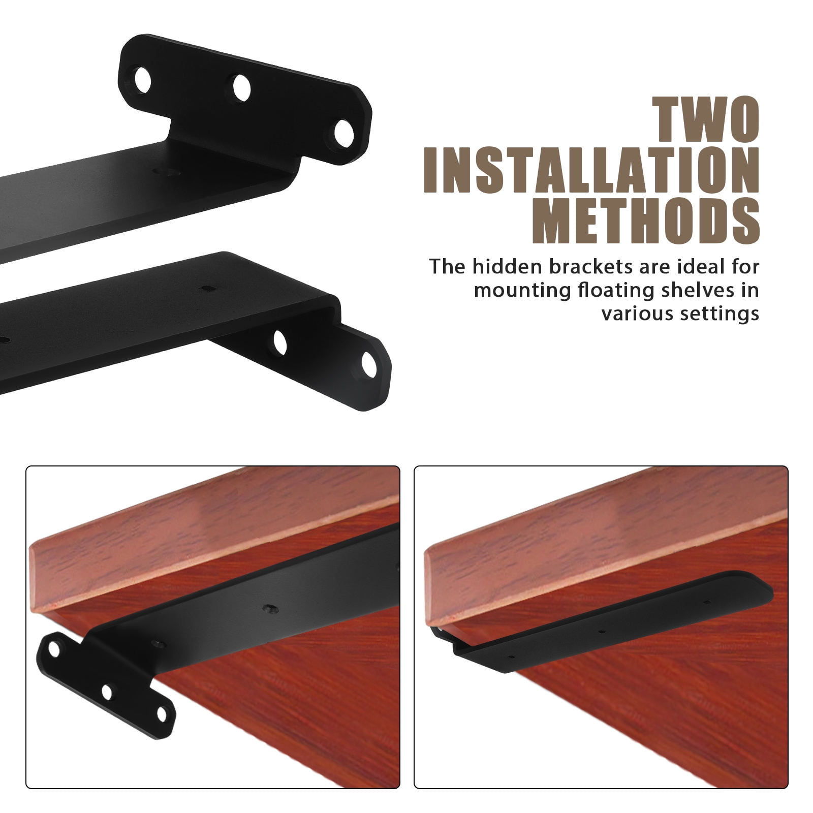 Raindrops 2-Pack Heavy Duty L-Shaped Metal Floating Shelf Brackets Wall Mount Supports for Shelving Hardware