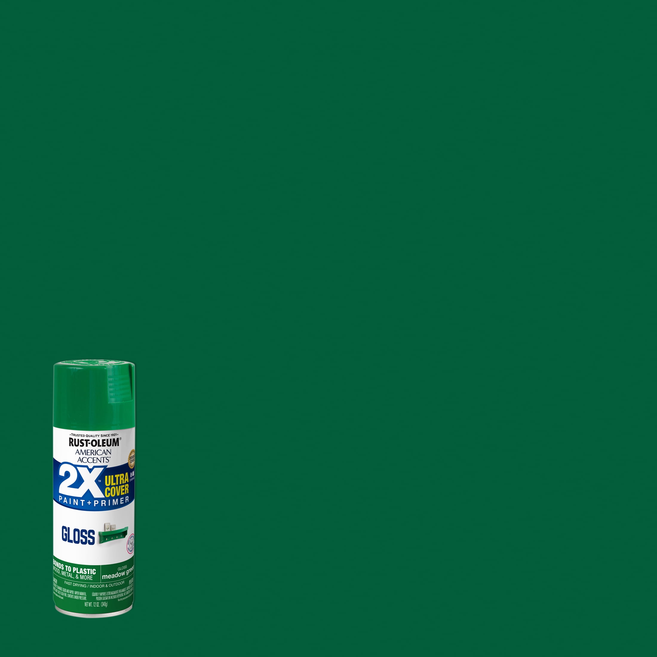 Meadow Green, Rust-Oleum American Accents 2X Ultra Cover Gloss Spray Paint- 12 oz