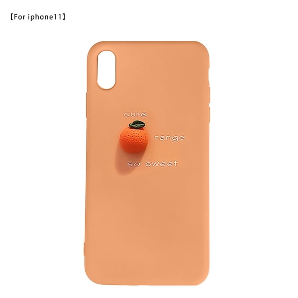 Matsuzay 3D Fruit Mobile Phone Case TPU Cubierta de protección a prueba de golpes, reemplazo para 11, naranja Type3 NO3