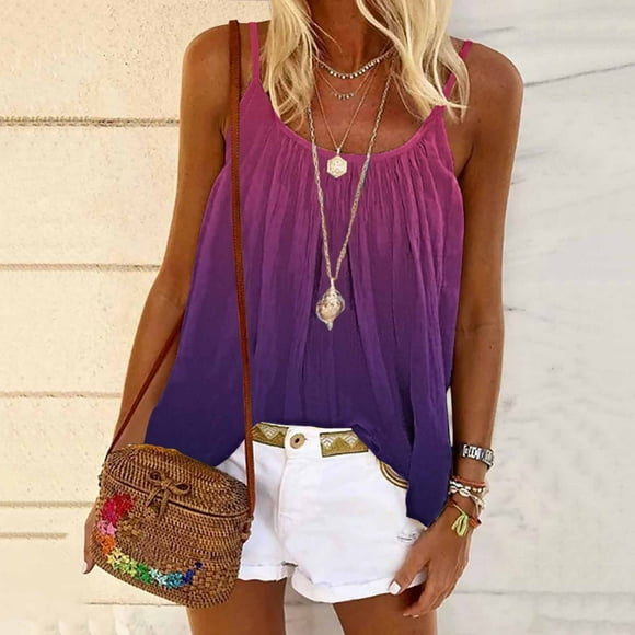 Tops for Women, Fashion Women's Summer Round-Neck Sleeveless Print Casual CamisTop Blouse, Womens Gifts, M