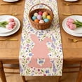thumbnail image 4 of Zenithome Colorful Festive Soft Polyester Easter Themed Rabbit Egg Floral Table Runner for Holiday Party Home Kitchen Decoration In 59.06x12.99In, 4 of 6