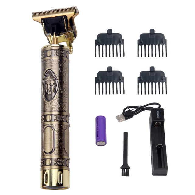 Professional Home Hair Trimmer Kit with Powerful Motor, Waterproof Design & 4 Positioning Combs – Retro Metal Carving Grooming Tool for Precision Cuts, USB/Charger Charging, 3H Runtime (No Lubricant