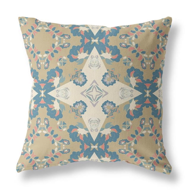 Oreiller en Tissu Intérieur/extérieur avec Zip en Gris Jaune 26x26