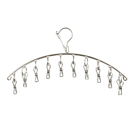 

Romacci Clothes Hanger 10 Clips Stainless Steel Clothespins Clothes Drying Rack Clothes Hanger for Hanging Socks Baby Clothes Cloth Diapers Bras Towel Underwear Gloves