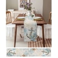 thumbnail image 3 of ERUNPONLY Blue Anchor Coastal Table Runner - 72 Inch Long Nautical Summer Beach Starfish Snowflake Cotton Linen Blended Dress Scarves Farmhouse Table Runner for Kitchen Dining, Coffee Table, 18"x72", 3 of 8