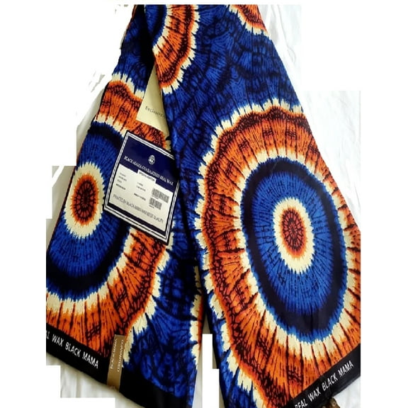 Blue Swirl African Ankara Prints Tie Dye Polyester Fabric- 3 Yards