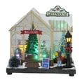 thumbnail image 1 of Casas navideñas, decoración navideña con luces LED y escena de invernadero, casas navideñas con música brillante, para decoración de mesa, 1 of 9