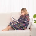 thumbnail image 4 of Purple Boho Tribal Floral and Mandalas Pattern Blanket Hoodies for Kids 6-13YR Oversize Wearable Blanket Hoodies for Boys Girls Teens, 4 of 7
