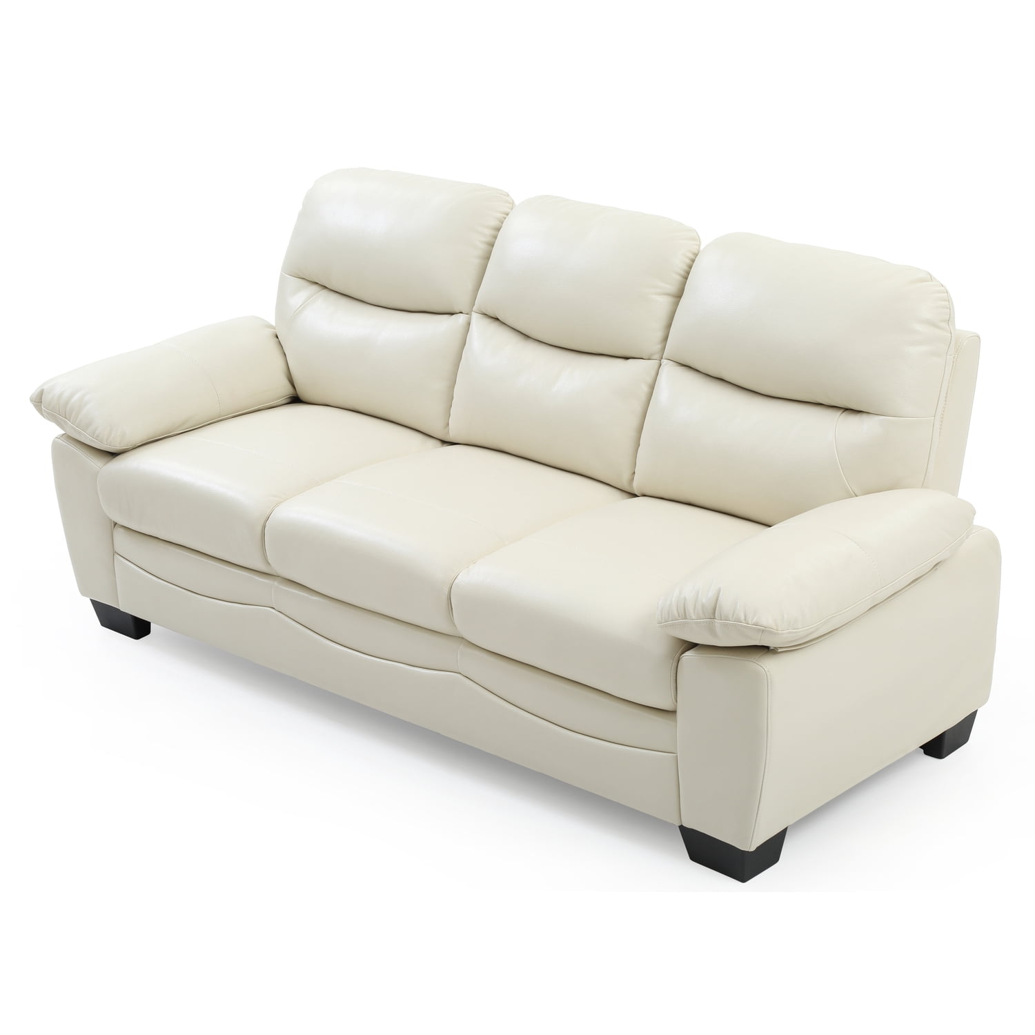 Glory Furniture Marta Faux Leather Sofa in Pearl