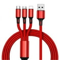 thumbnail image 2 of Cable de carga para teléfono móvil tres en uno de nailon tejido, con tres líneas de datos, carga rápida de 2 A, múltiples cabezales, logotipo, pequeños obsequios, 2 of 5