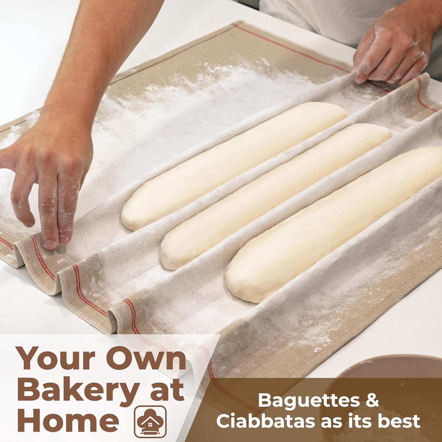 Premium Professional Bakers Couche, Extra Large Bread Proofing Cloth, 35" x 26" - 100% Natural Flax Linen with Storage Bag