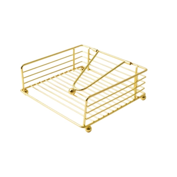 Gold Flat Napkin Dispenser with Weighted Arm for Kitchen Countertop, Dining Desk or Bathroom – Metal Construction