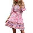 thumbnail image 5 of Franhais Women Half Sleeves Sleeve Dress with Flower Pattern, Ruffle Decoration Bohemian Summer Clothing, 5 of 9