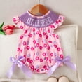 thumbnail image 2 of Zanarzt Infant Ruffle Romper Newborn Girl Clothes Romper Summer Outfits Infant Floral Short Sleeve Romper Jumpsuit Bodysuit Pink,0-3 Months, 2 of 6